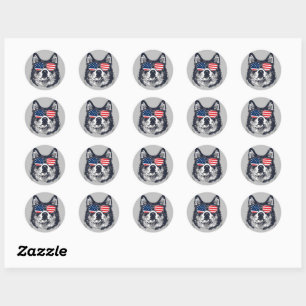 American 4th July Dog #5 Classic Round Sticker