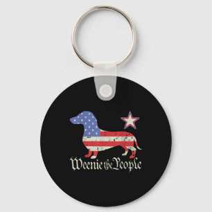 American 4th Of July Dachshund Lover Shirt Weenie Keychain