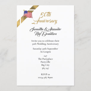 American 50th wedding anniversary invitation