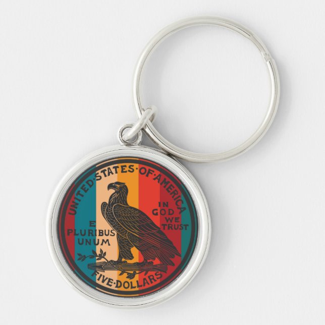 American 5 dollars gold coin keychain (Front)