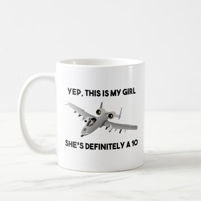 American A-10 Warthog Jet Aircraft Meme Coffee Mug (Left)
