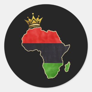 American African Queen Pan Afro Map Flag Black His Classic Round Sticker