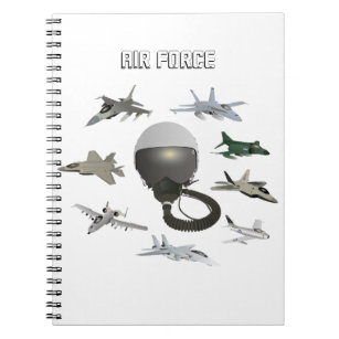 American Air Force Pilot Helmet with Airplanes Notebook