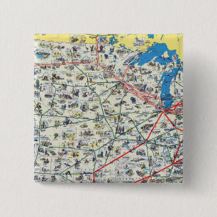 American Airlines system map 2 Inch Square Button