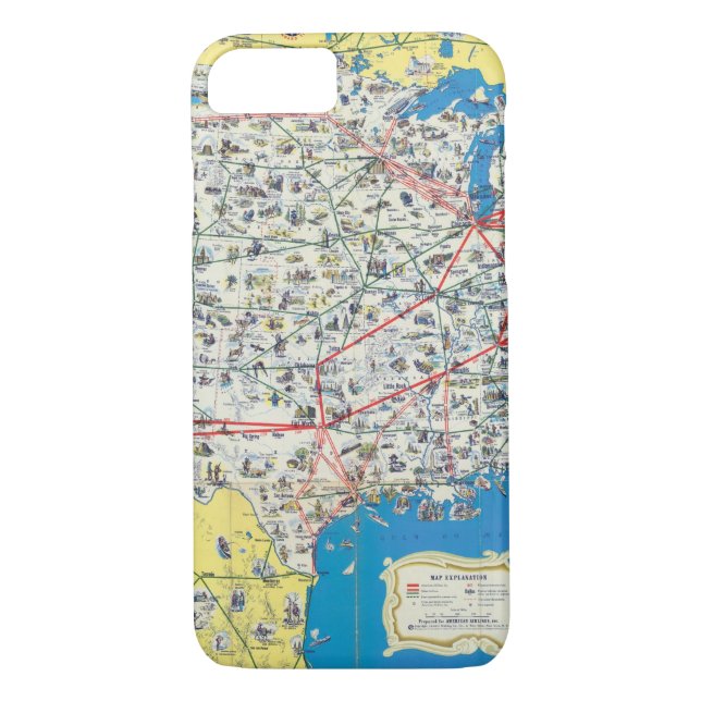 American Airlines system map Case-Mate iPhone Case (Back)