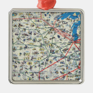 American Airlines system map Metal Ornament