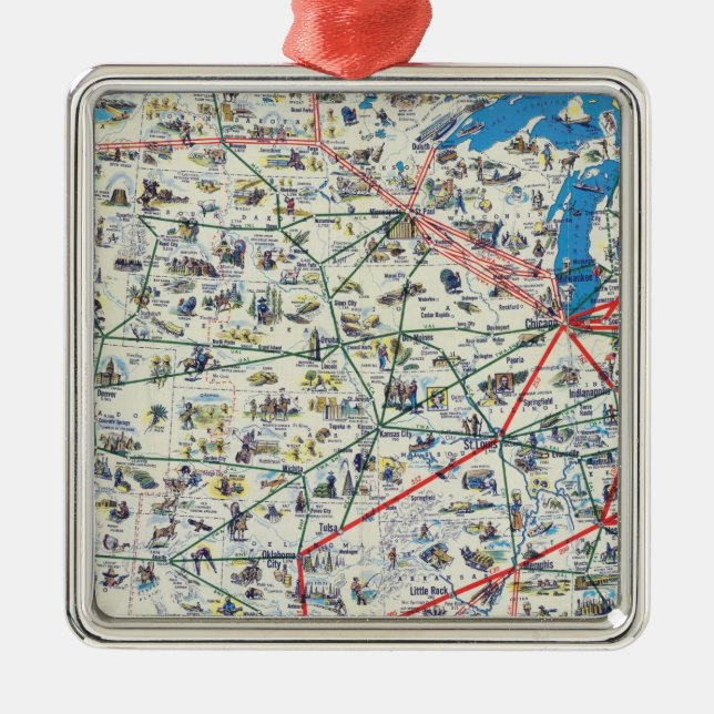 American Airlines system map Metal Ornament (Front)
