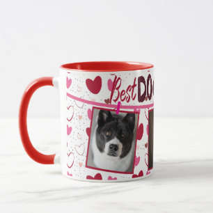 American Akita Best Dog Mom Ever Red Hearts Mug