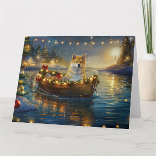 American Akita Christmas Festive Voyage Card