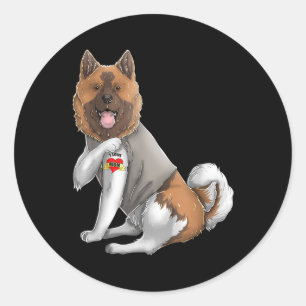American Akita I Love Mom Tattoo Dog Shirt Mothers Classic Round Sticker
