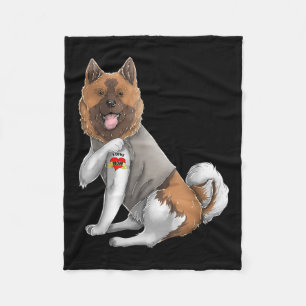 American Akita I Love Mom Tattoo Dog Shirt Mothers Fleece Blanket