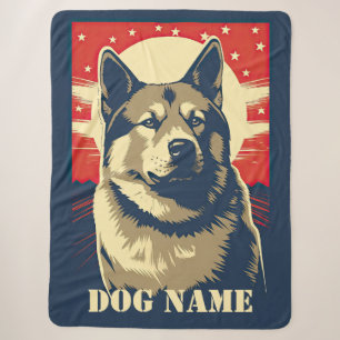 American Akita Patriotic Personalized Sherpa Blanket