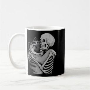 American Akita Skeleton Hug Halloween Dog Lover Coffee Mug