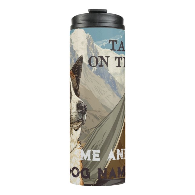 American Akita Tails On Trails Camping Personalize Thermal Tumbler (Front)
