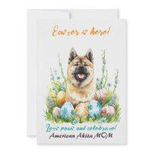 American Akita Watercolor Easter Dog Mom Dad