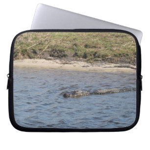 American Alligator in Florida Marsh Water Nature Laptop Sleeve
