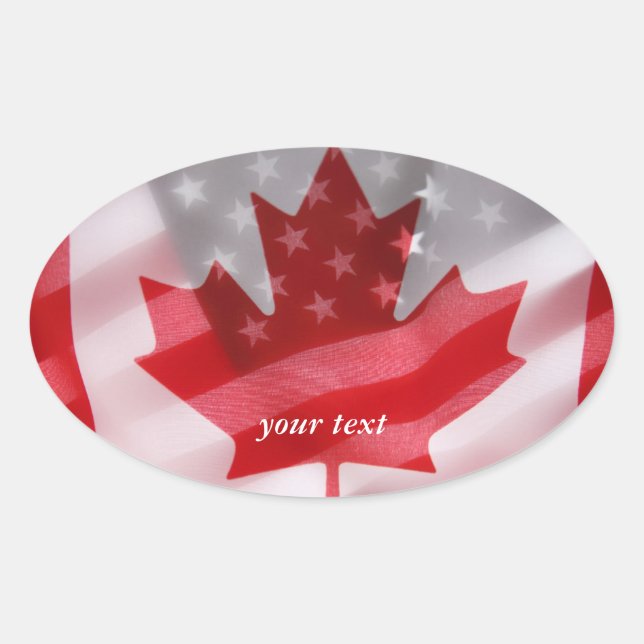 American and Canadian flags Oval Sticker (Front)