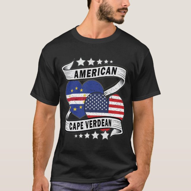 American And Cape Verdean Flag T-Shirt (Front)