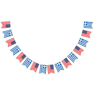American and Greek international wedding party Bunting Flags