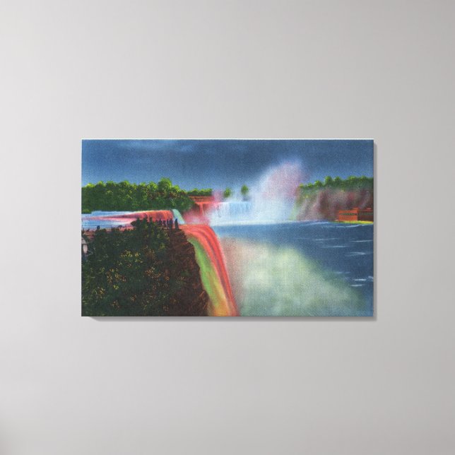 American and Horseshoe Falls Illuminated Canvas Print (Front)