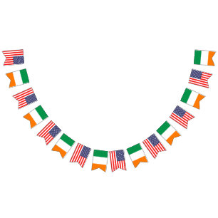 American and Irish international wedding party Bunting Flags