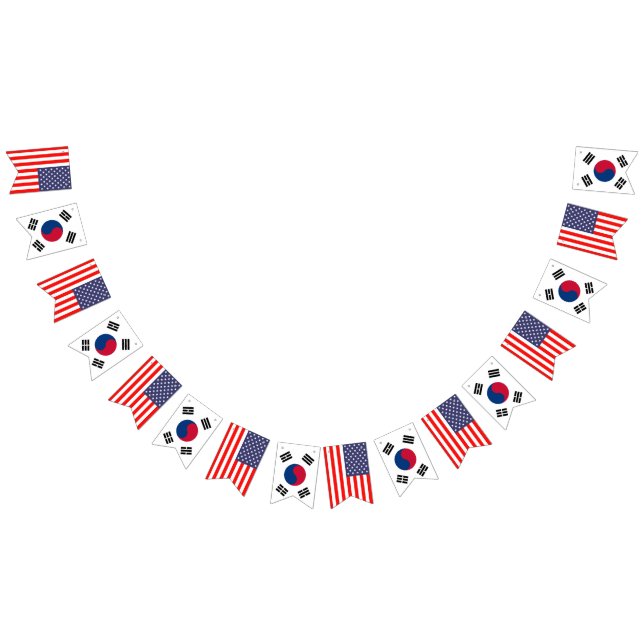 American and Korean international wedding party Bunting Flags (All)