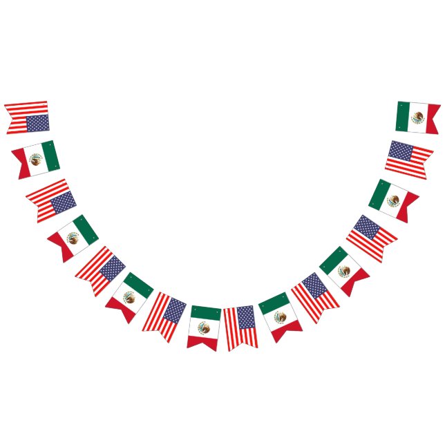 American and Mexican international wedding party Bunting Flags (All)