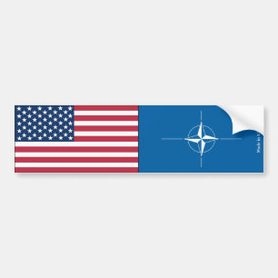 American and NATO Flags Bumper Sticker