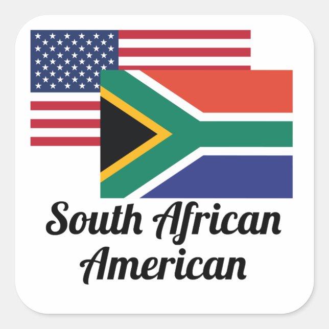 American And South African Flag Square Sticker (Front)
