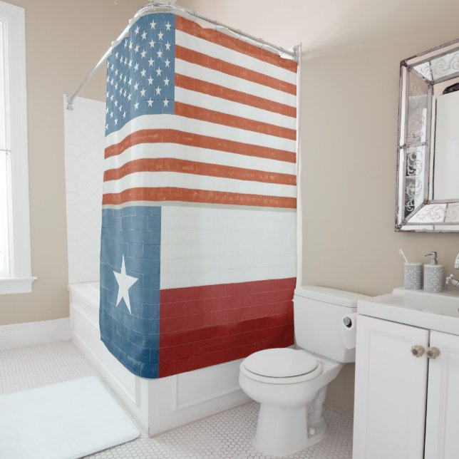 American and Texas Flag USA Red White and Blue (In Situ)