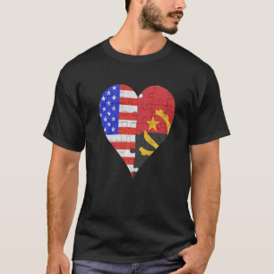 American Angolan Flag Heart T-Shirt