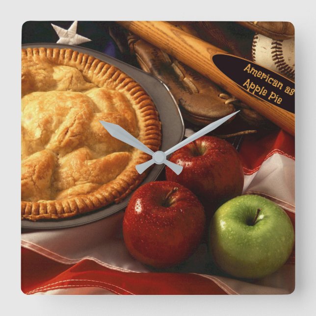 American as Apple Pie Square Wall Clock (Front)