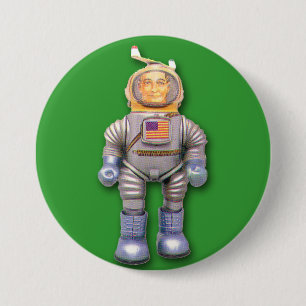 American Astronaut Toy Robot Round Button