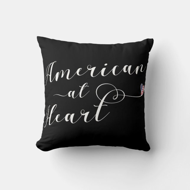 American At Heart Throw Cushion, USA Throw Pillow (Front)