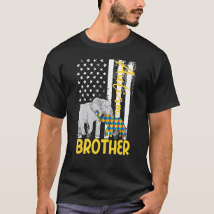 American Autism Brother Usa Flag Elephant Awarenes T-Shirt