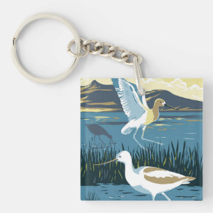 American Avocet in the Great Salt Lake in Utah WPA Keychain