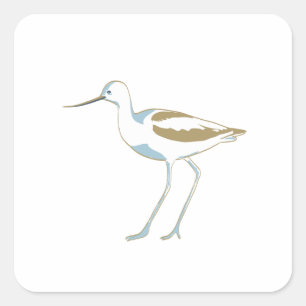 American Avocet Side View Isolated WPA Art Poster Square Sticker