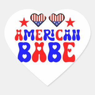 American Babe 4July Heart Sticker