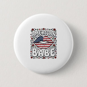 American Babe Patriotic Vintage Engraving Design_1 2 Inch Round Button