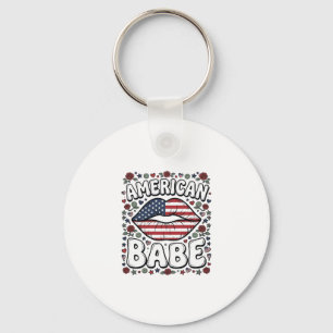 American Babe Patriotic Vintage Engraving Design_1 Keychain