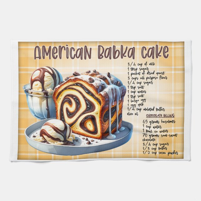 American Babka Cake Recipe Kitchen Towel (Horizontal)