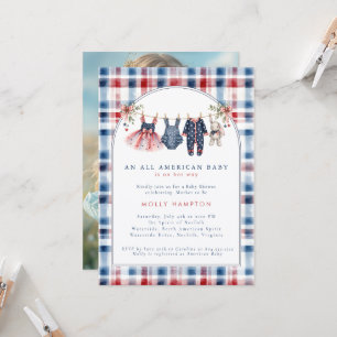 American Baby Patriotic Clothesline Baby Shower  Invitation