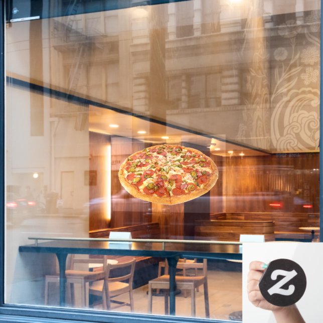 American Bacon Bread Cheese Cheesy Pizza Shop Window Cling (Cafe Window)