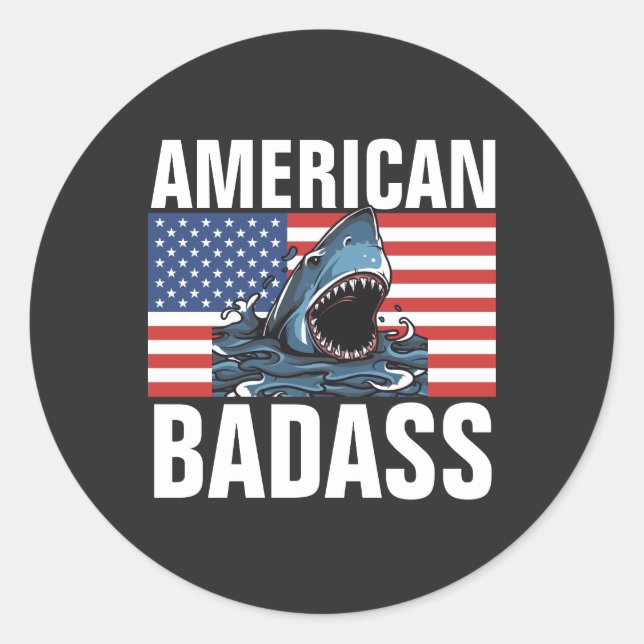AMERICAN BADASS PATRIOT SHARK STICKERS (Front)