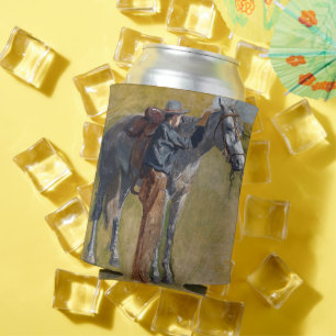 American Badlands: Old West Cowboy with Horse Can Cooler