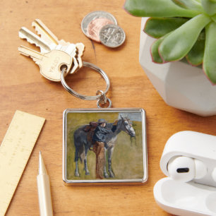American Badlands: Old West Cowboy with Horse Keychain