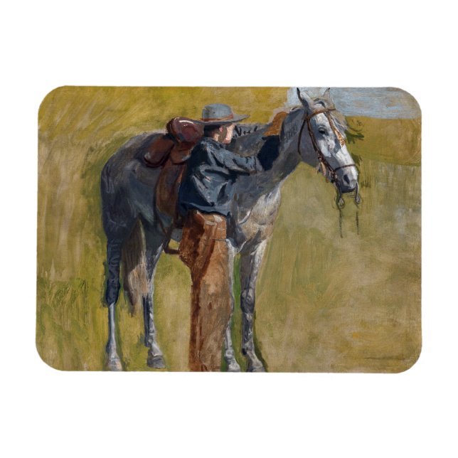 American Badlands: Old West Cowboy with Horse Magnet (Horizontal)