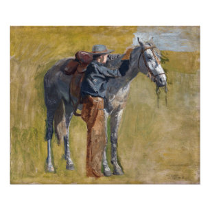 American Badlands: Old West Cowboy with Horse Photo Print