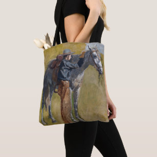 American Badlands: Old West Cowboy with Horse Tote Bag