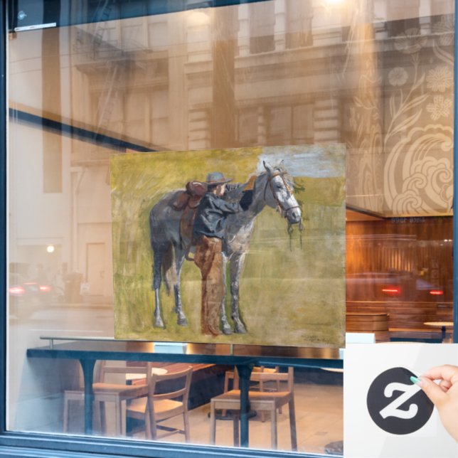 American Badlands: Old West Cowboy with Horse Window Cling (Cafe Window)